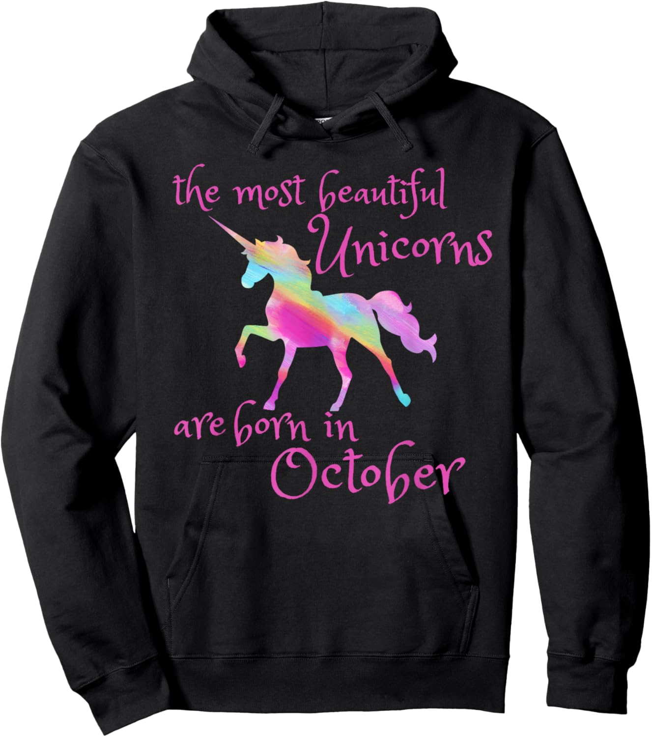 Beautiful Unicorn Birthday October Unicorn Gift Hoodie - Hoodie | Black