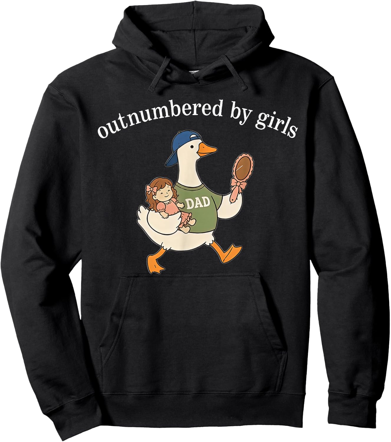 Outnumbered By Girls Goose Dad Father's Day Hoodie - Hoodie | Black