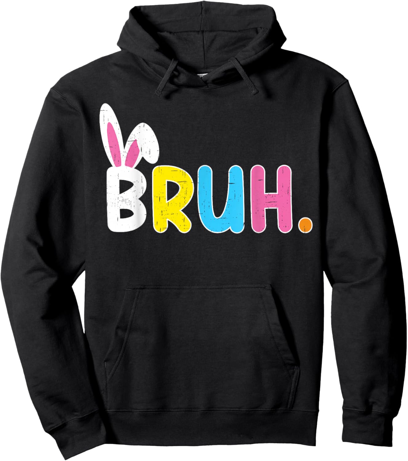 Bruh Meme Easter Day Funny Bunny Eggs Teens Boys Kids Men Hoodie - Hoodie | Black