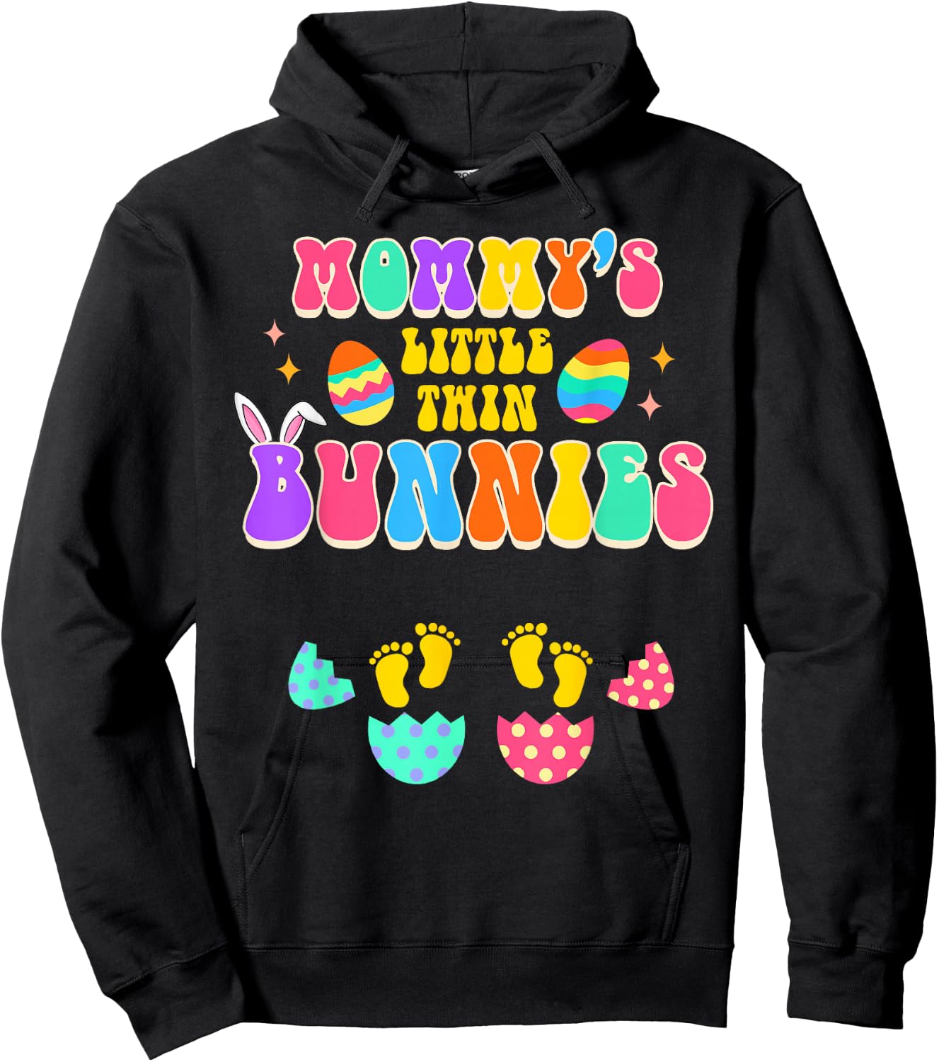 Easter Twin Mom Pregnancy Mommy's Little Twin Bunnies Hoodie - Hoodie | Black