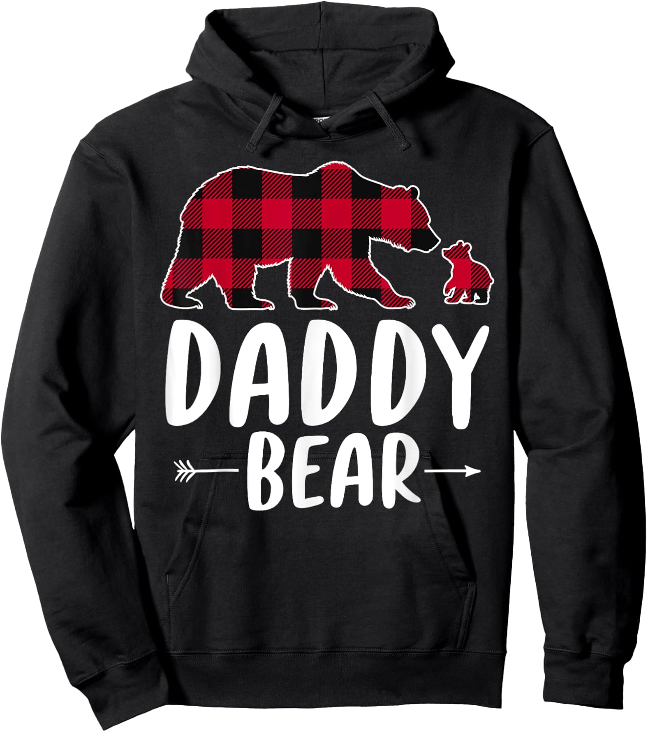 Daddy Bear Christmas Pajama Red Buffalo Plaid Hoodie - Hoodie | Black