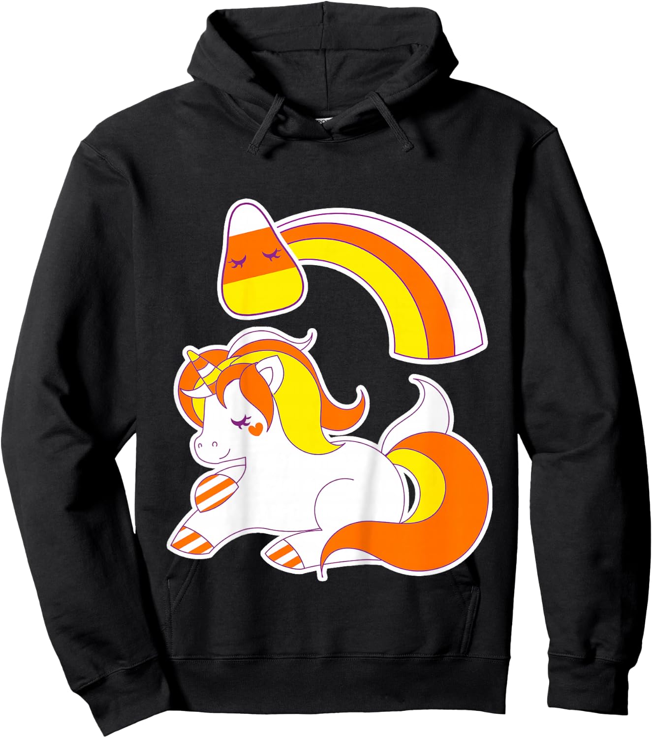 Toddler Halloween Unicorn Candy Corn for Girls Fall Hoodie - Hoodie | Black