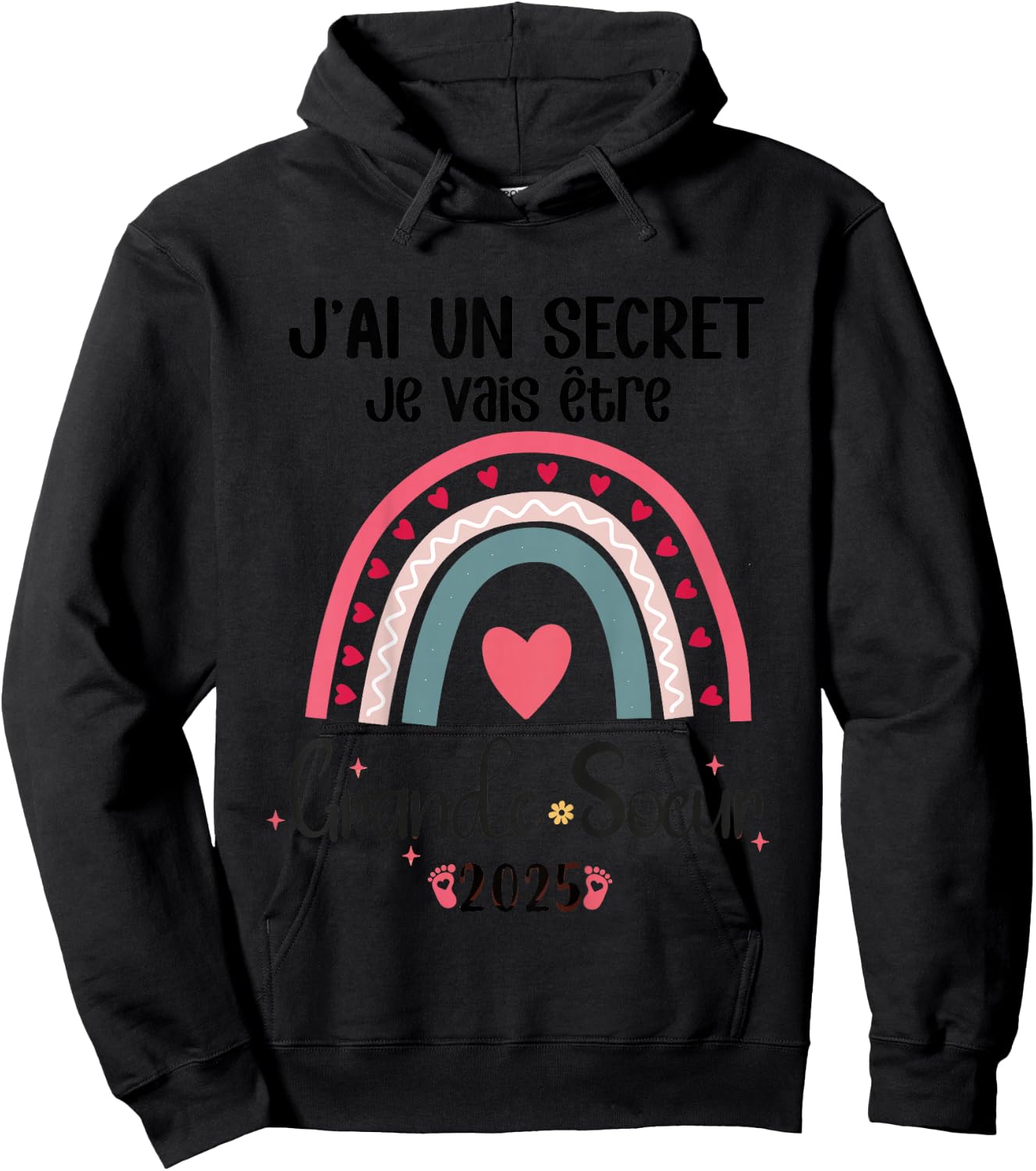 Child Future Big Sister 2025 Je Vais Etre Grande Soeur , white, 2 Hoodie - Hoodie | Black