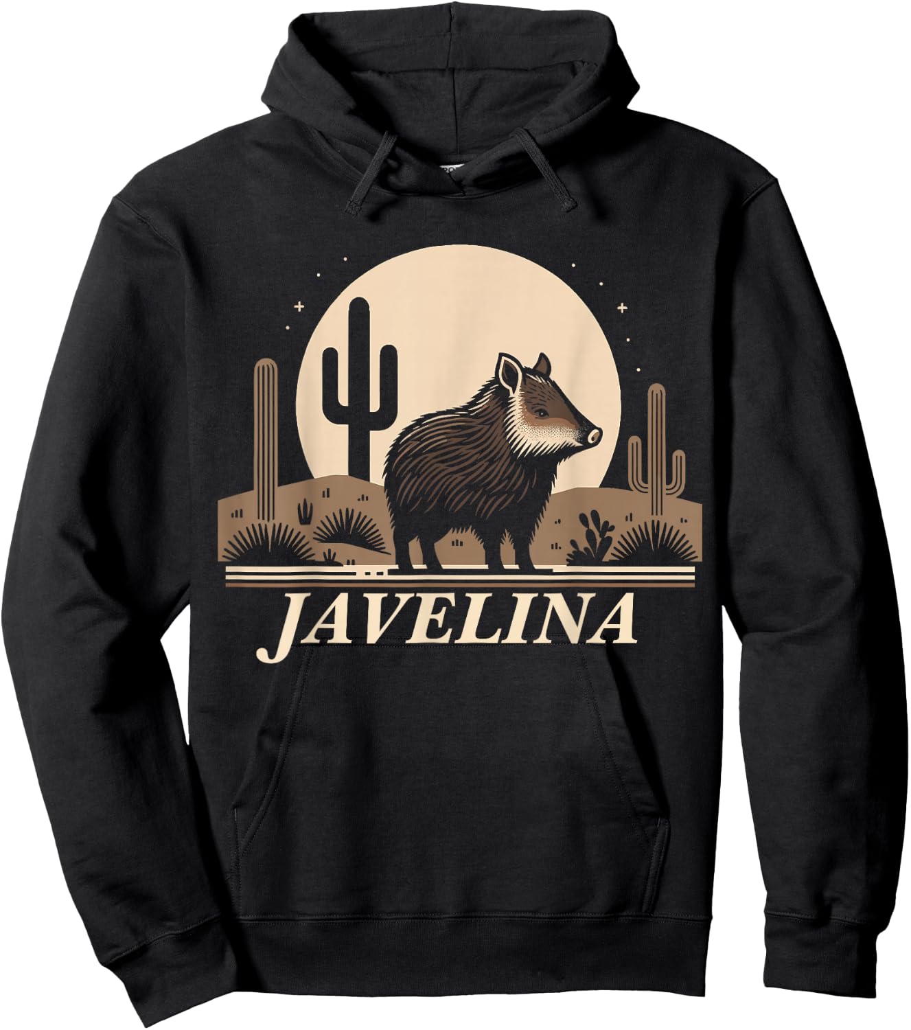 Javelina in Desert Landscape, Javelina Hoodie - Hoodie | Black