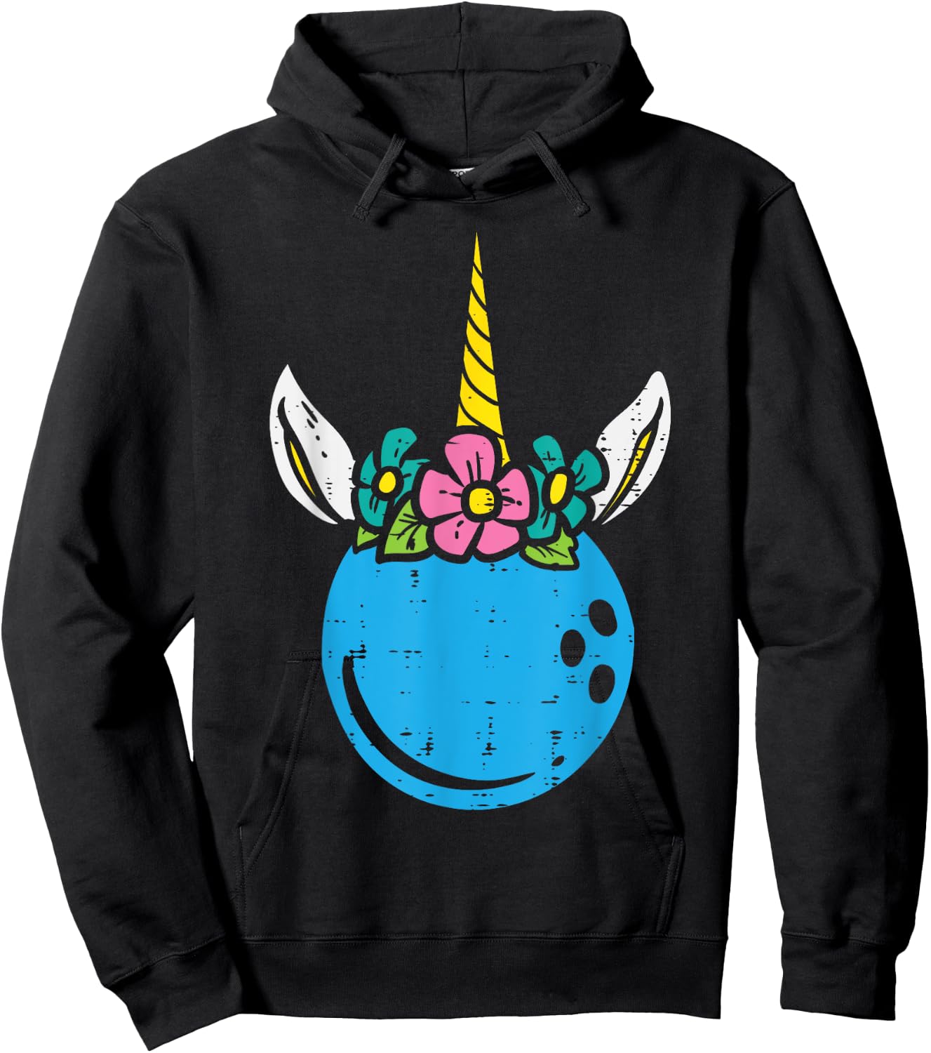 Bowling Ball Unicorn Head Cute Bowler Girls Kids Toddler Hoodie - Hoodie | Black