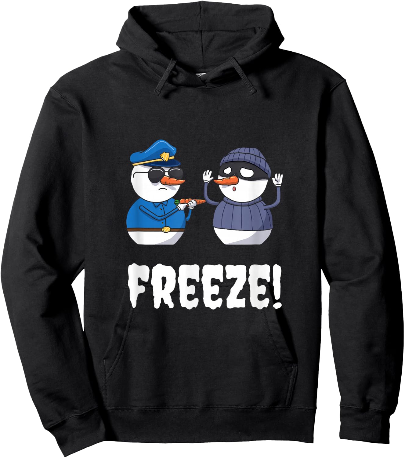 Funny Police Officer Freeze Snowman Policeman Christmas Xmas Hoodie - Hoodie | Black