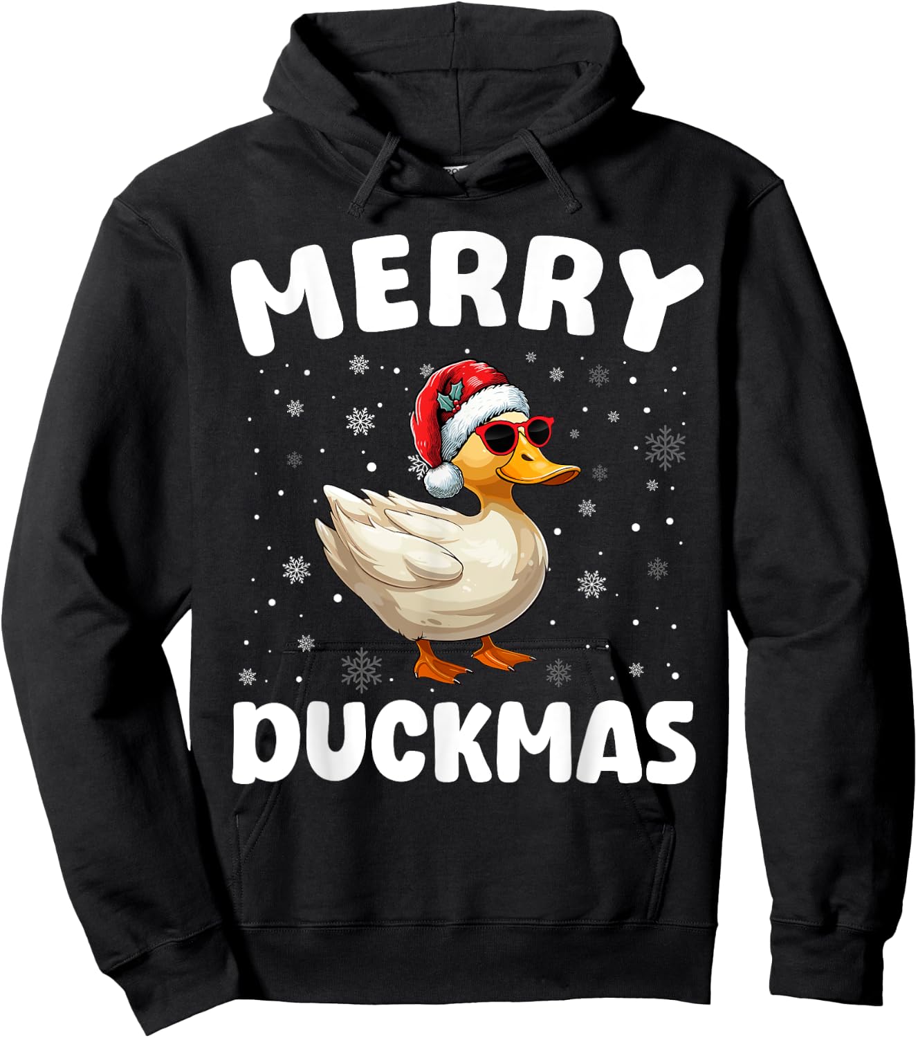 Merry Christmas Duck Merry Duckmas Funny Boy Girl Kids Hoodie - Hoodie | Black