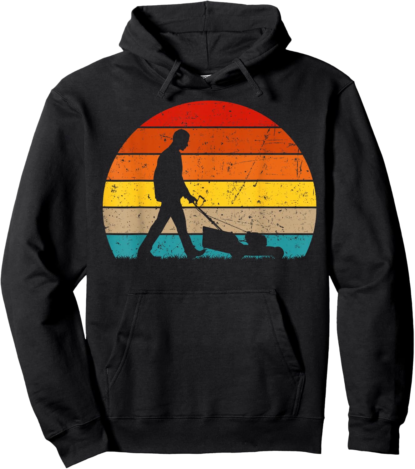 Cool Vintage Landscaper Art Dad Lawn Mower Lawn Care Hoodie - Hoodie | Black