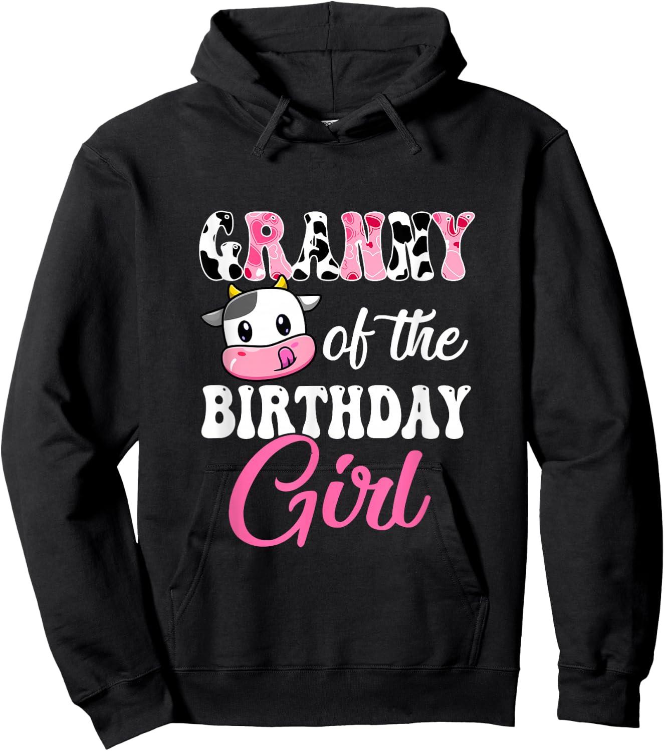 Granny Of The Birthday Girl Farm Cow 1St Birthday Girl Hoodie - Hoodie | Black