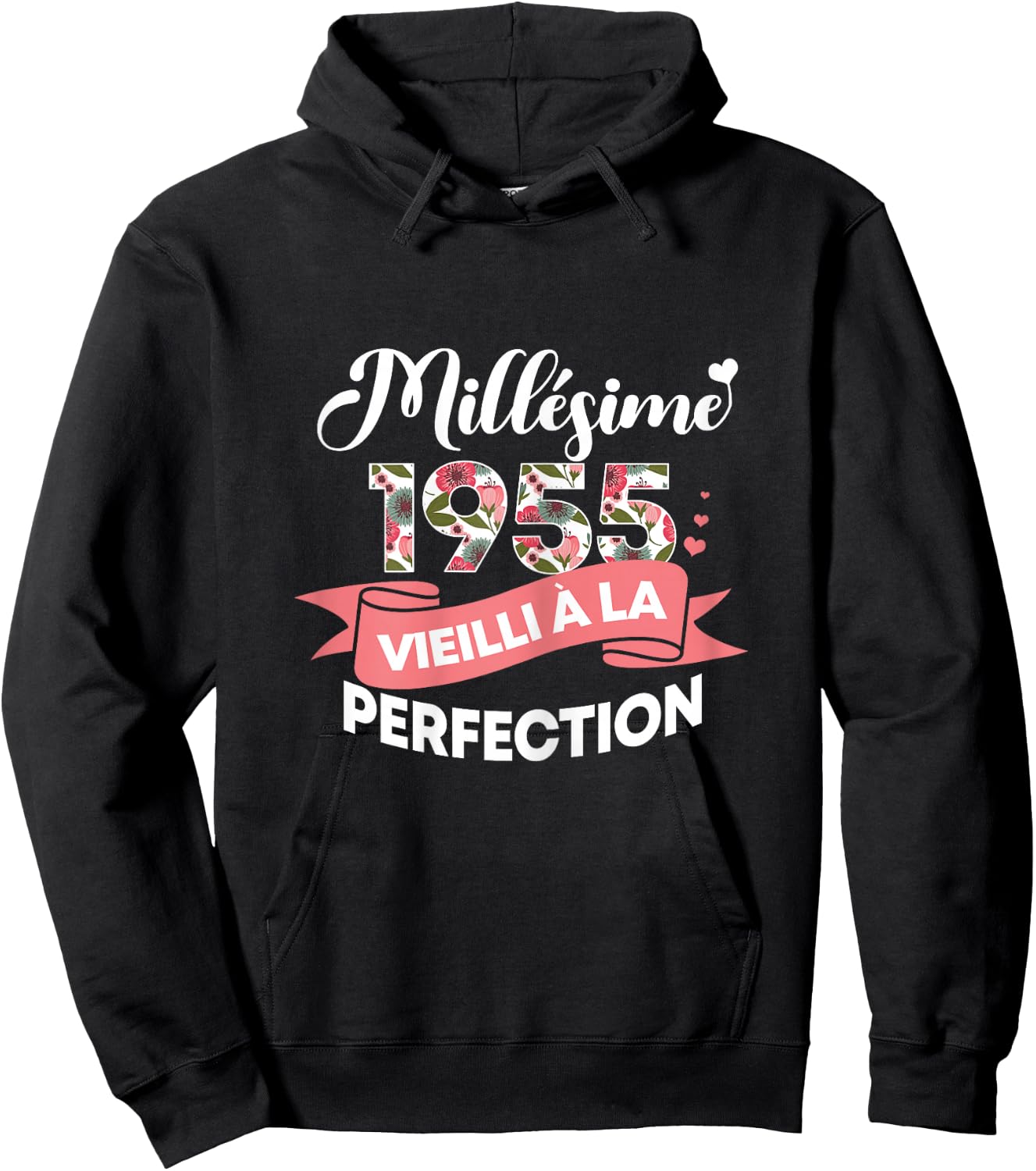 Vintage 1955 Gift 69 Years Woman Birthday Humour , Black Hoodie - Hoodie | Black