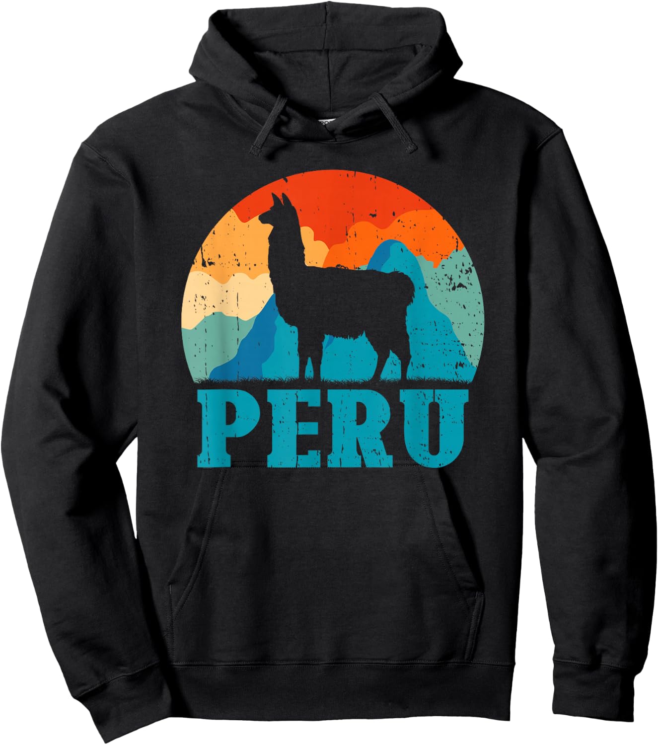 Peru Alpaca Retro Peruvian Llama Hoodie - Hoodie | Black