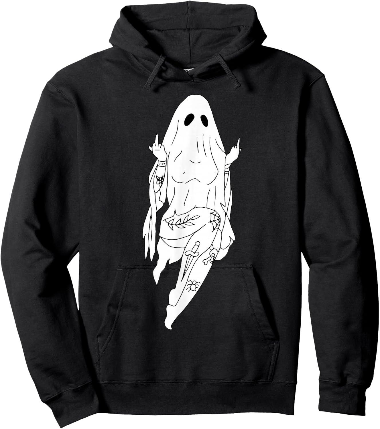 Middle Finger Sexy Boo Funny Halloween Sexy Ghost Hoodie - Hoodie | Black