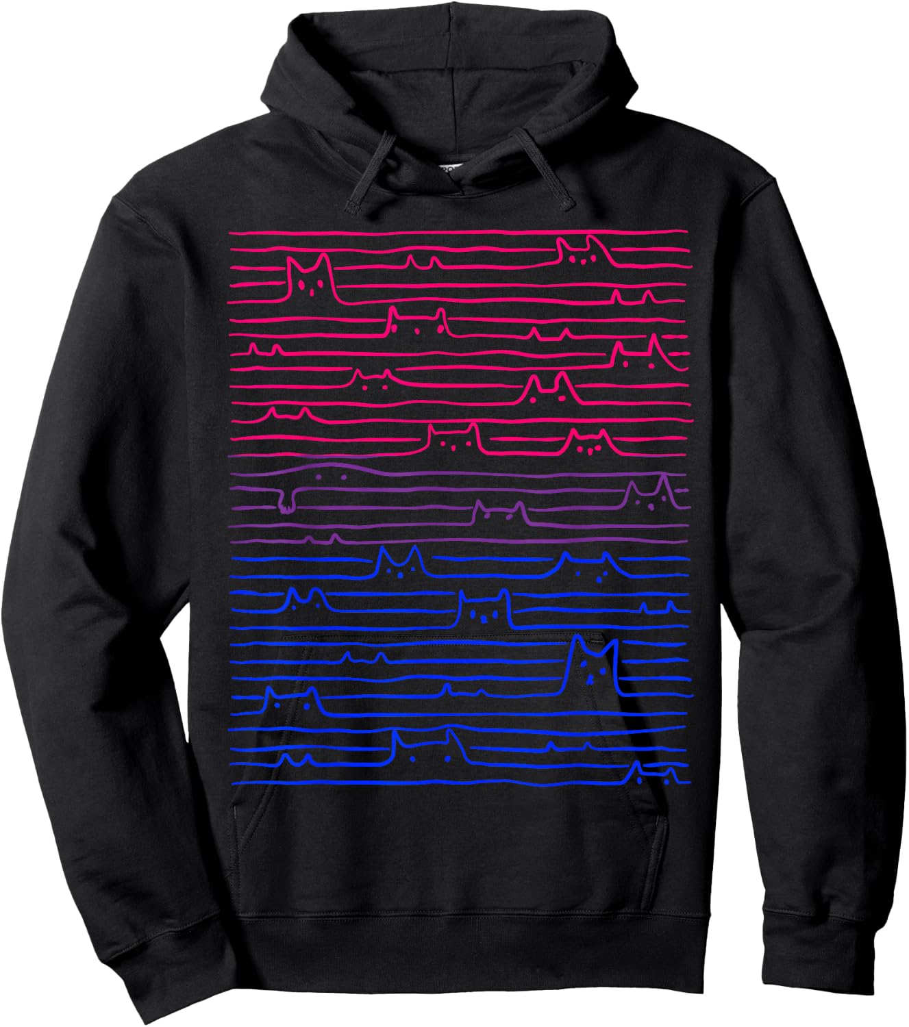 LGBT Bisexual Pride Flag Apparel Bi Pride Cat Line Flagge Bisexuell Damen Schwarz U-Ausschnitt Halbarm Klein EU 3ffd51ca-d0ed-4e35-9313-7170d928566c Hoodie - Hoodie | Black