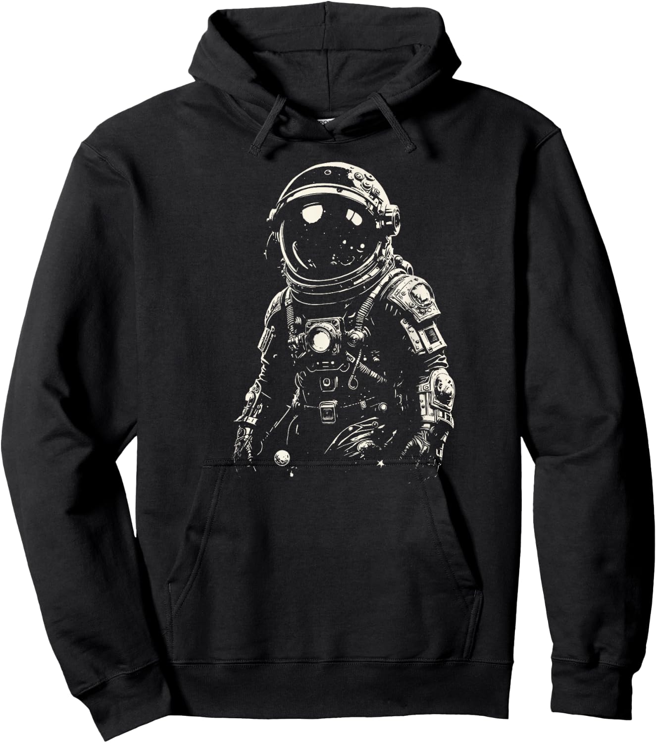 Vintage Black & White Astronaut - Retro Aesthetics Space Hoodie - Hoodie | Black