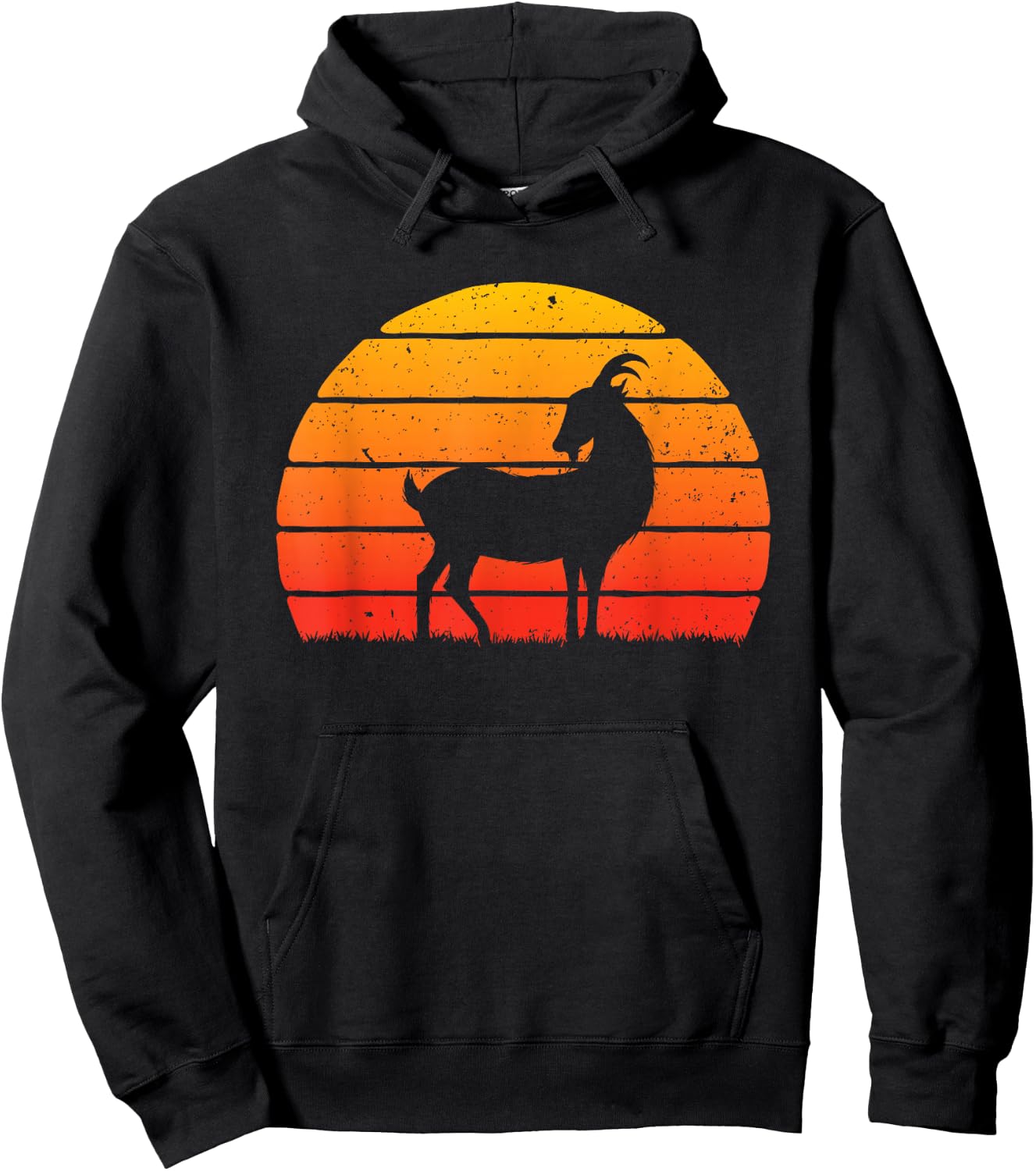 Retro Sunset Goat - Farm Animal Lover Farming Farm Rancher Hoodie - Hoodie | Black