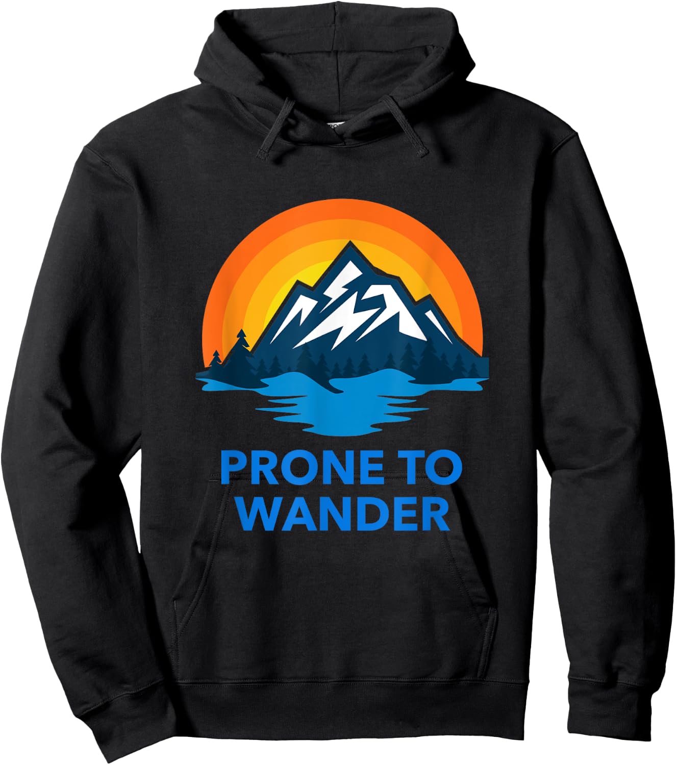Prone To Wander Shirt Travel Hiking Camping Retro Sunset Hoodie - Hoodie | Black