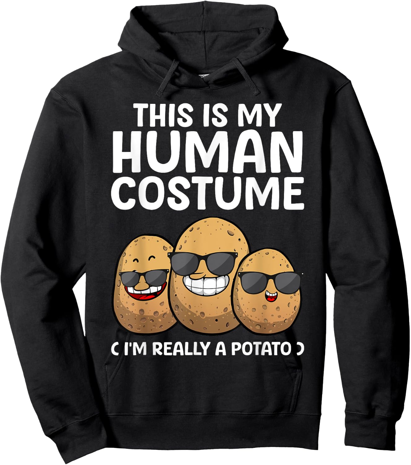 Funny Potato Costume Women Kids Adult Potato Novelty Hoodie - Hoodie | Black