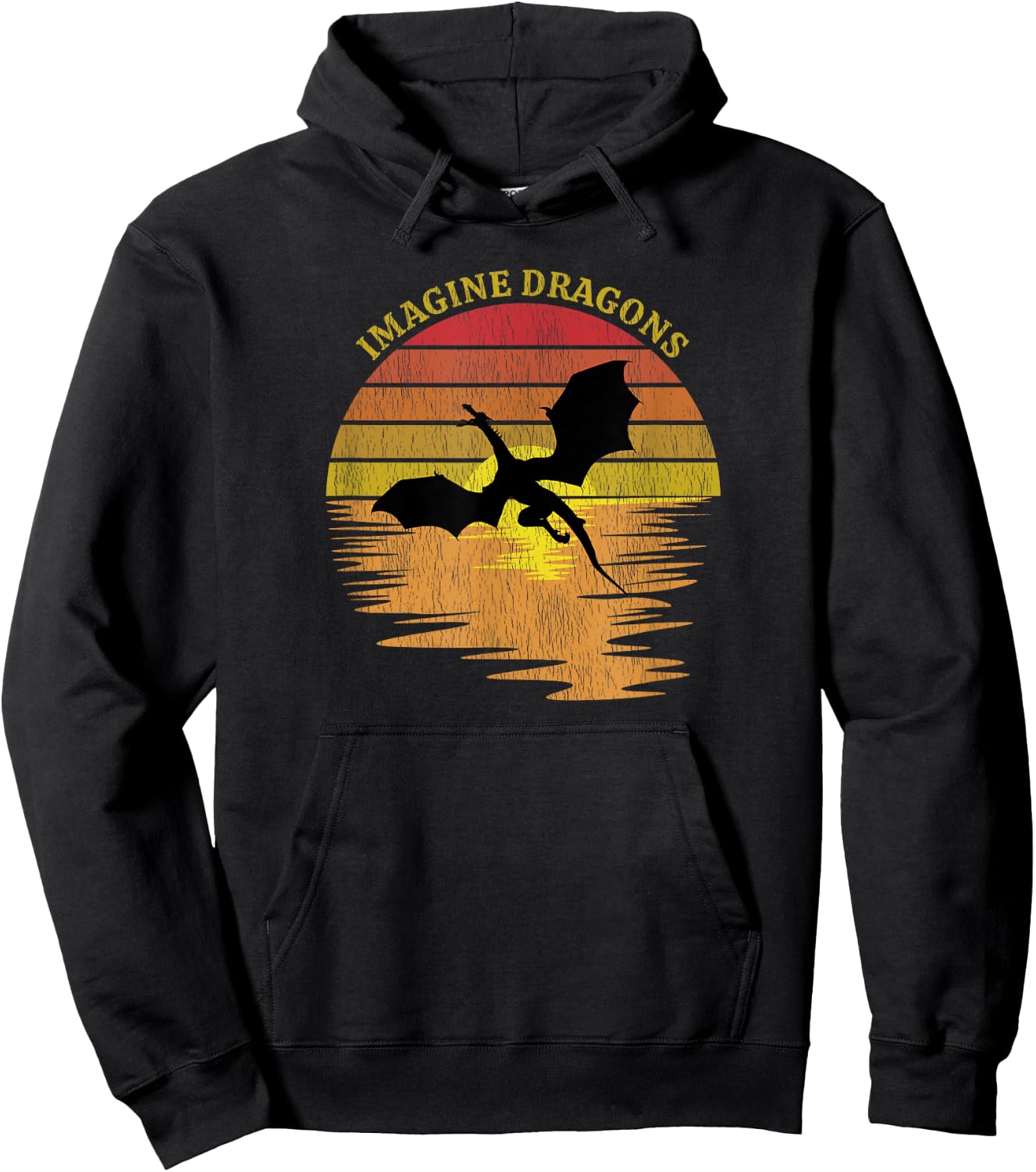 Imagine Magical and Mythical Fantasy Dragons In Sunset Hoodie - Hoodie | Black