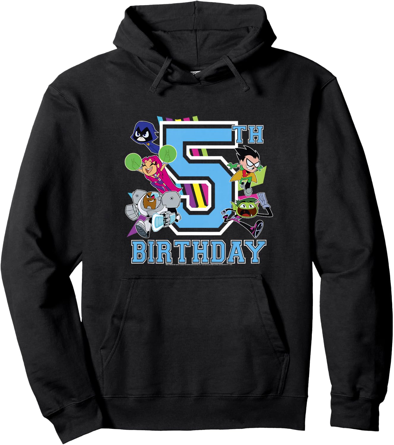 Kids DC Comics Teen Titans Go! 5th Birthday Group Shot Youth Hoodie - Hoodie | Black