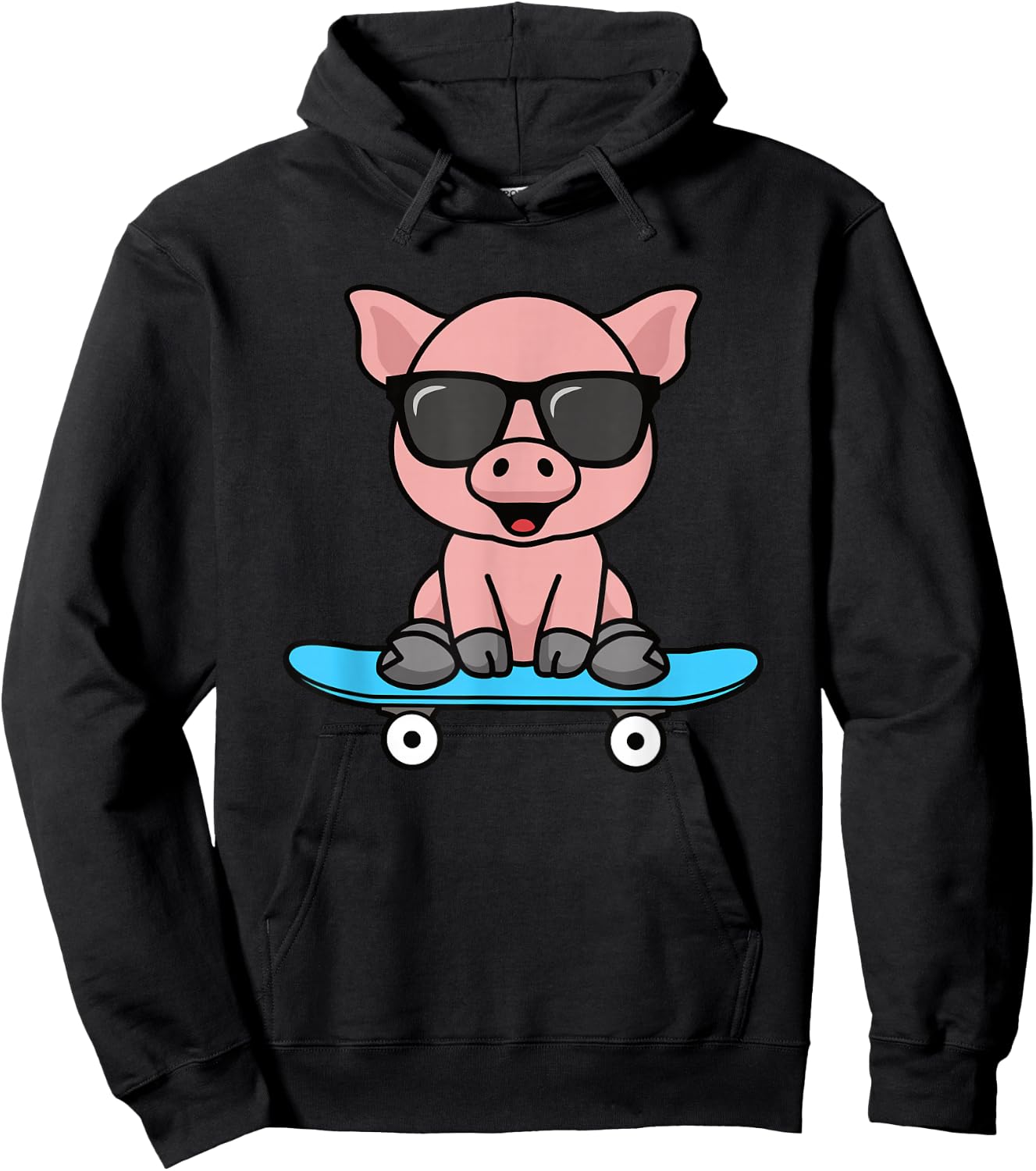 Funny Pig Skateboard Cool Piglet Lover Men Boys Kids Hoodie - Hoodie | Black