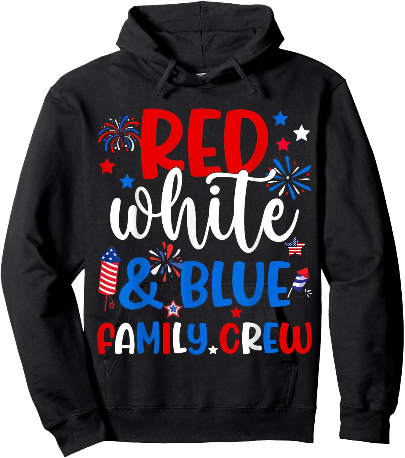 Retro Red White And Blue Family Crew Patriotic 4th Of July Hoodie - Hoodie | Black