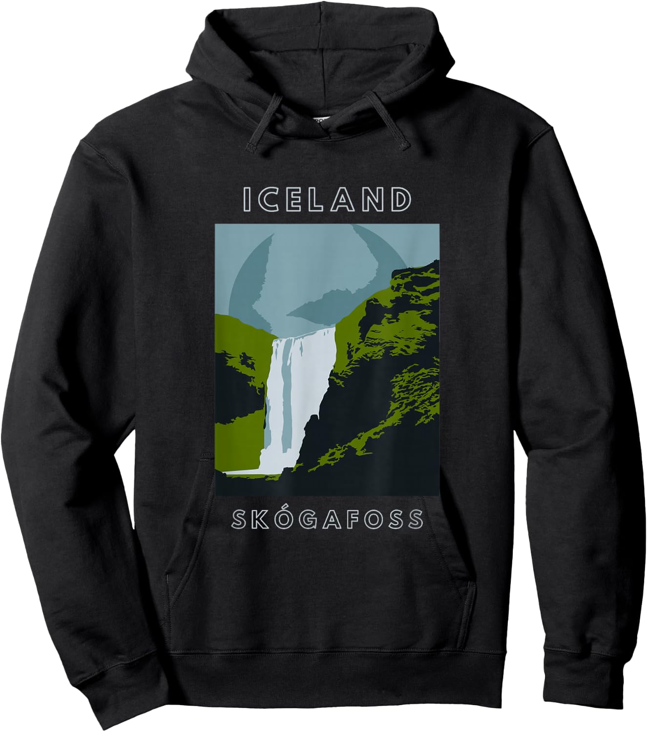 Iceland Skogafoss Waterfall Travel Hoodie - Hoodie | Black