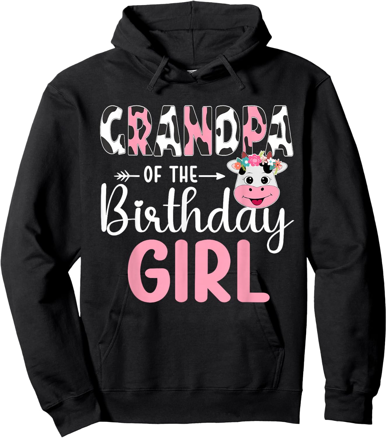 Grandpa Of The Birthday Girl Farm Cow 1 St Birthday Girl Hoodie - Hoodie | Black