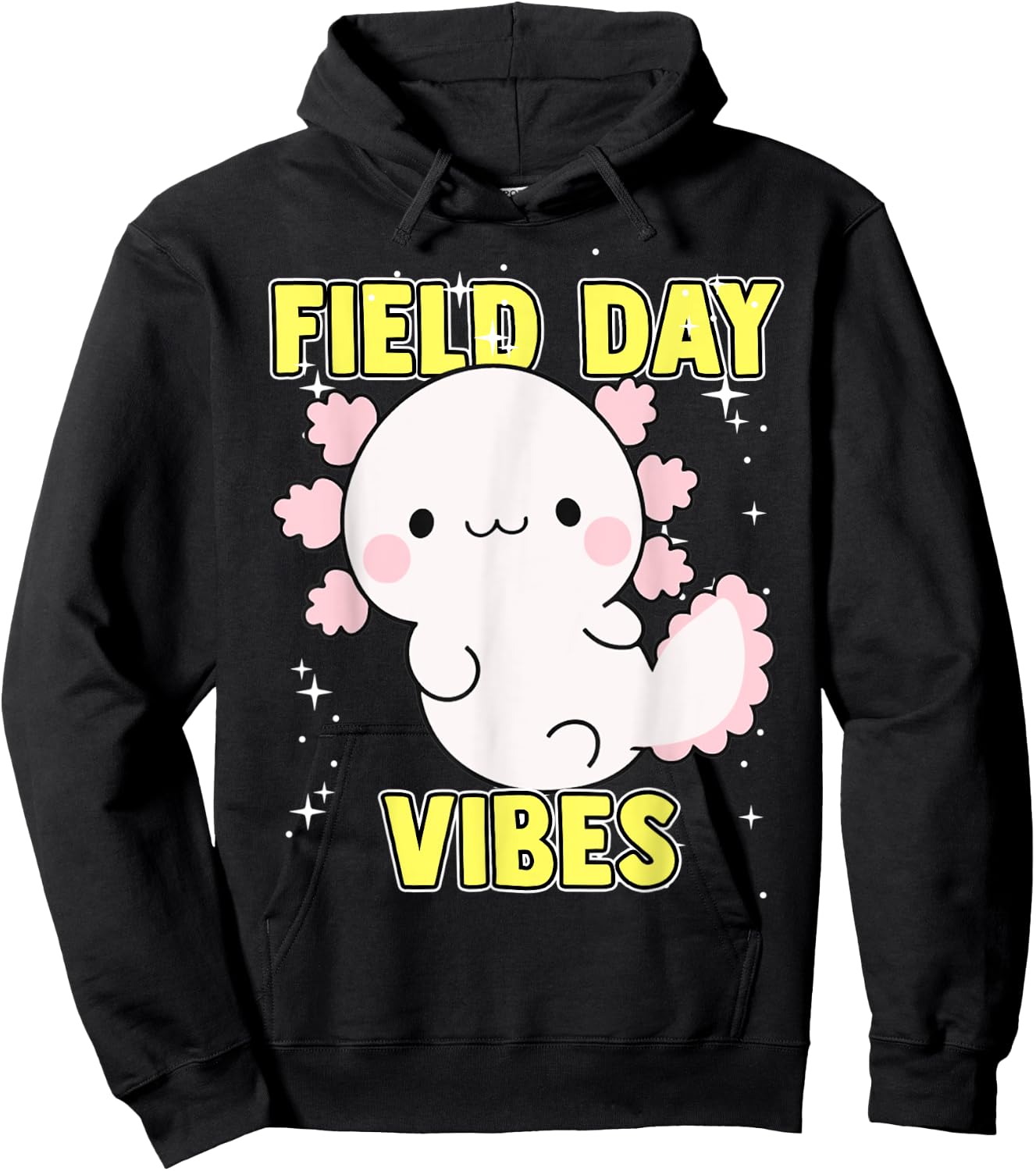 Field Day Vibes Shirt Axolotl Kids Last Day of School Yellow Hoodie - Hoodie | Black