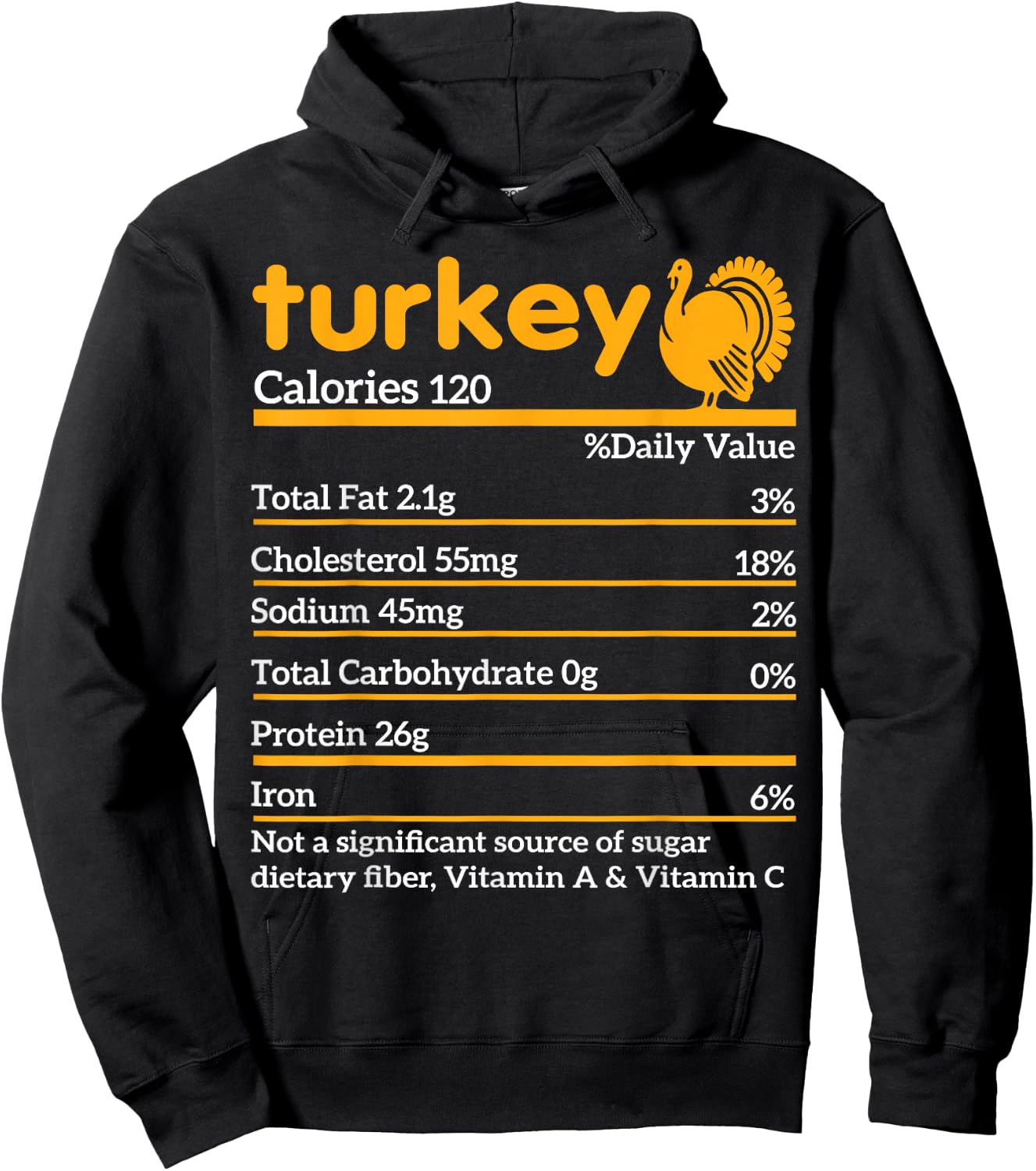Turkey Nutrition Facts Funny Thanksgiving food Hoodie - Hoodie | Black