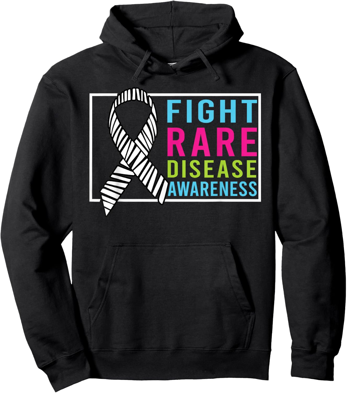 Fight Rare Disease Awareness Day Zebra Ribbon Hoodie - Hoodie | Black