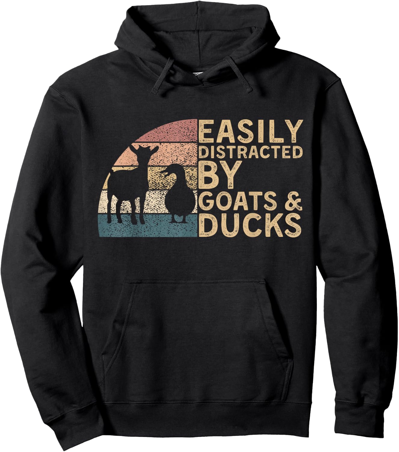Retro Vintage Easily Distracted By Goats & Ducks Funny Farm Hoodie - Hoodie | Black