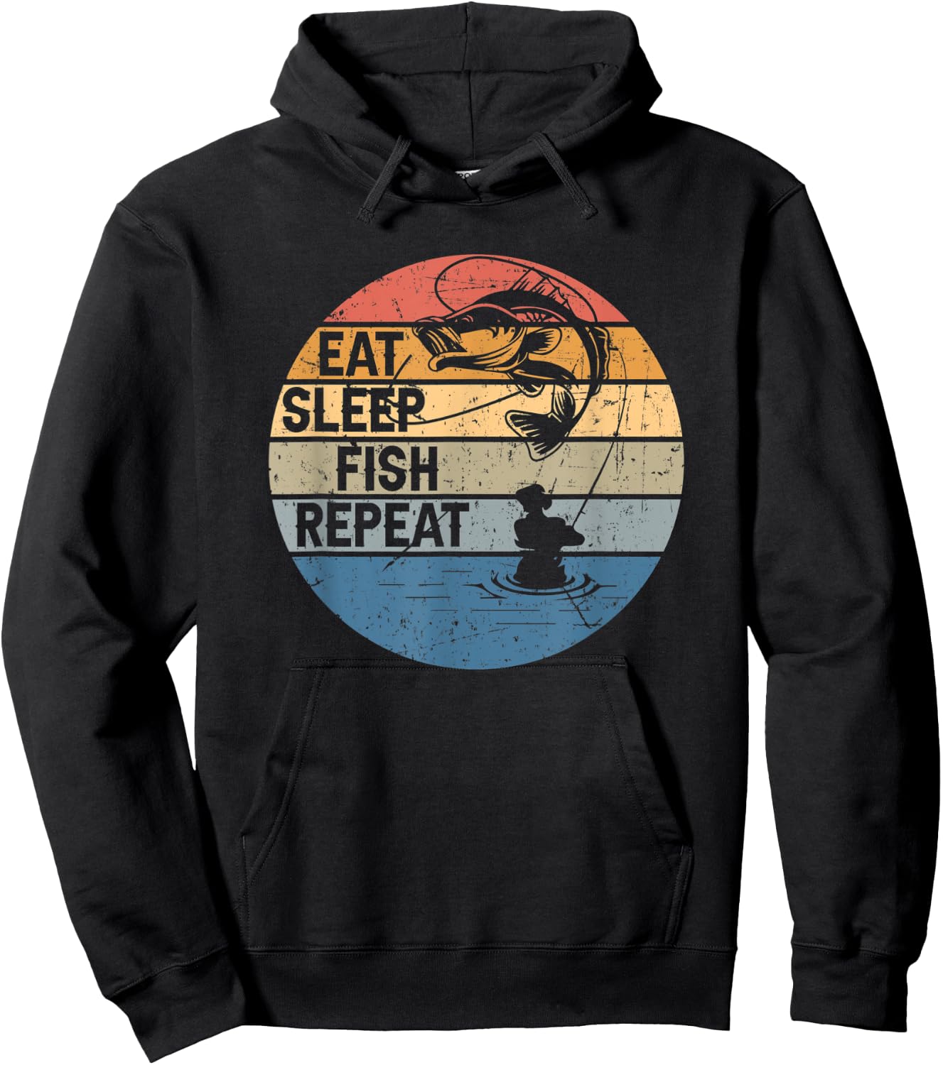 Eat Sleep Fish Repeat Fishing for Fishermen Hoodie - Hoodie | Black