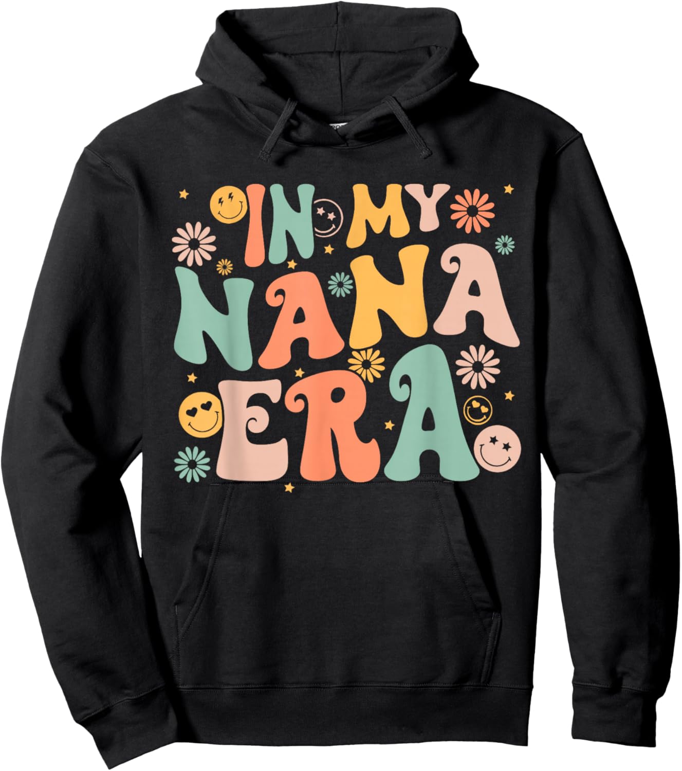 In My Nana Era Groovy Retro Cool for Grandma Mother's Day Hoodie - Hoodie | Black