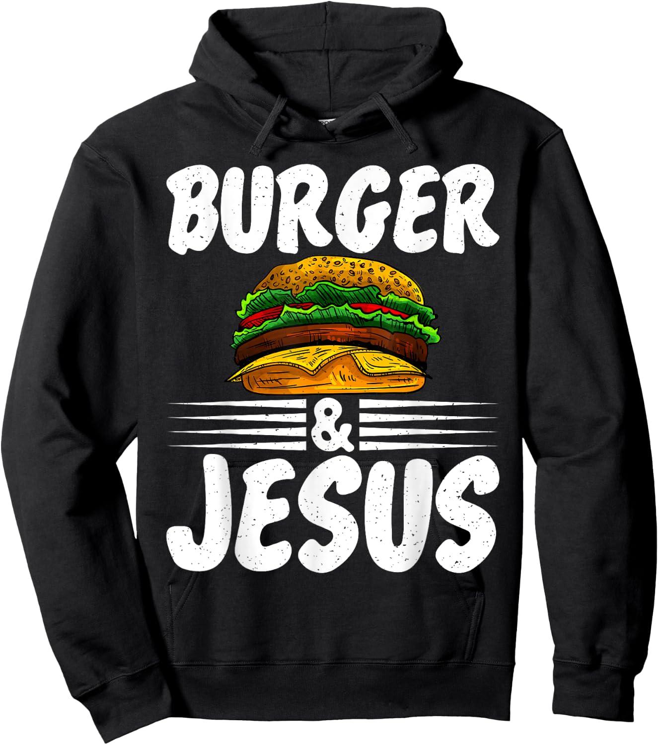 Hamburger Cheeseburger Burger and Jesus Fast Food Hoodie - Hoodie | Black