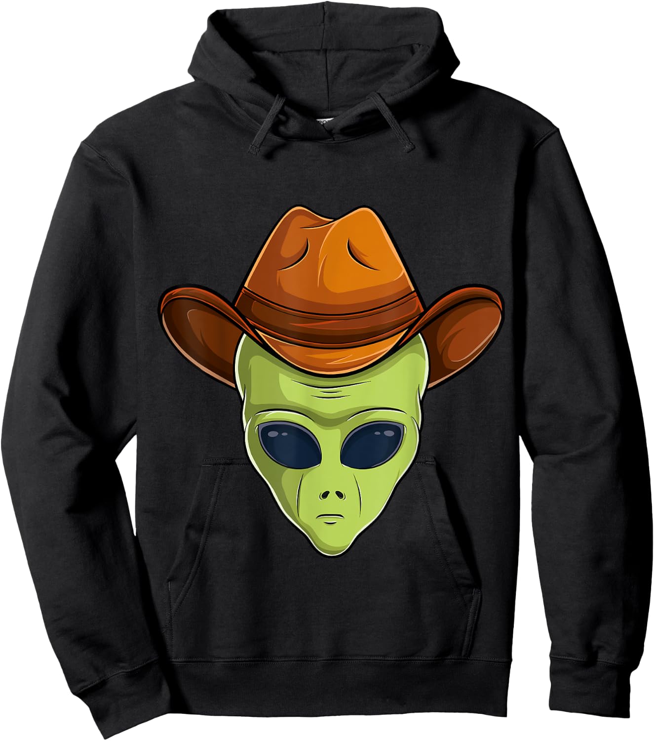 alien face cowboy hat costume Halloween kids UFO cosplay men Hoodie - Hoodie | Black