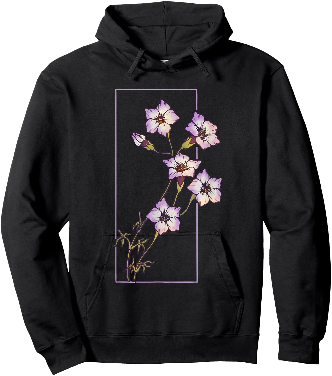 Floral Flower Bird's Eyes Gilia Tricolor Wildflower Hoodie - Hoodie | Black