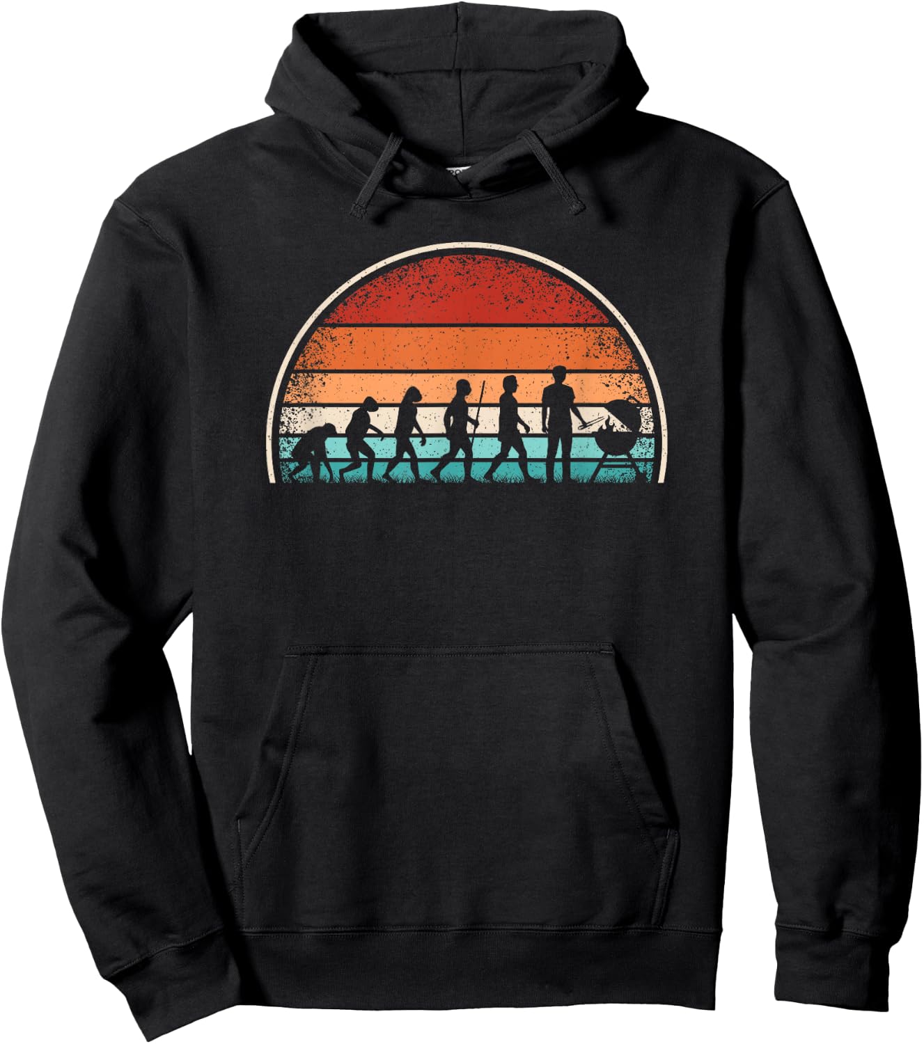 Evolution Grilling Funny BBQ Retro Grill Barbecue Men Hoodie - Hoodie | Black