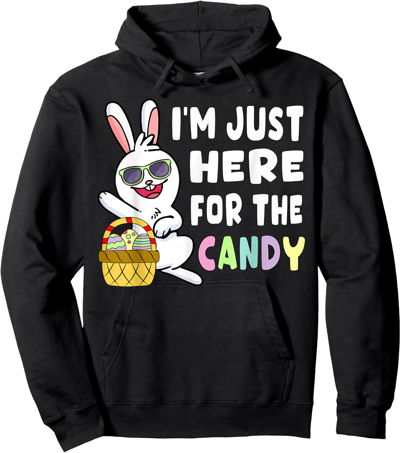 Funny Easter Bunny I'm Just Here for Easter Candy Kids Boys Small Hoodie - Hoodie | Black