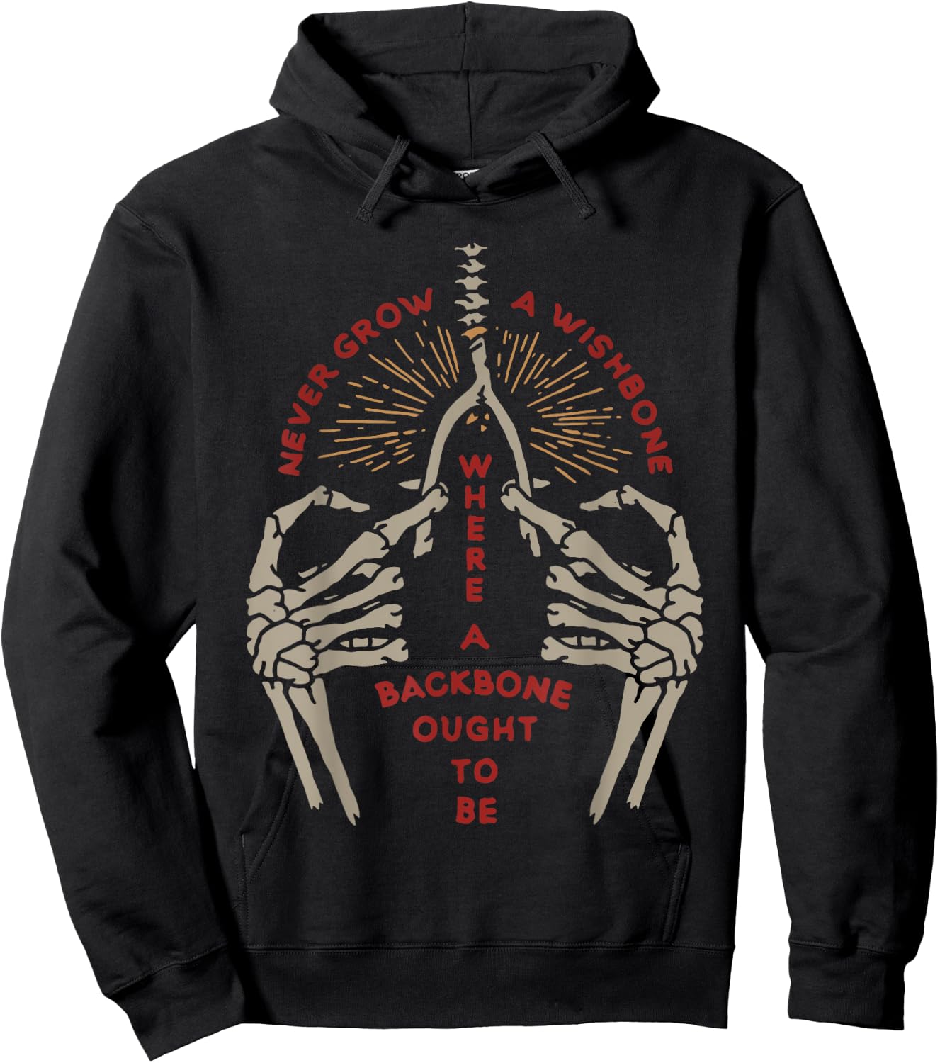 NEVER GROW A WISHBONE WHERE BACKBONE OUGHT TO funny design Hoodie - Hoodie | Black