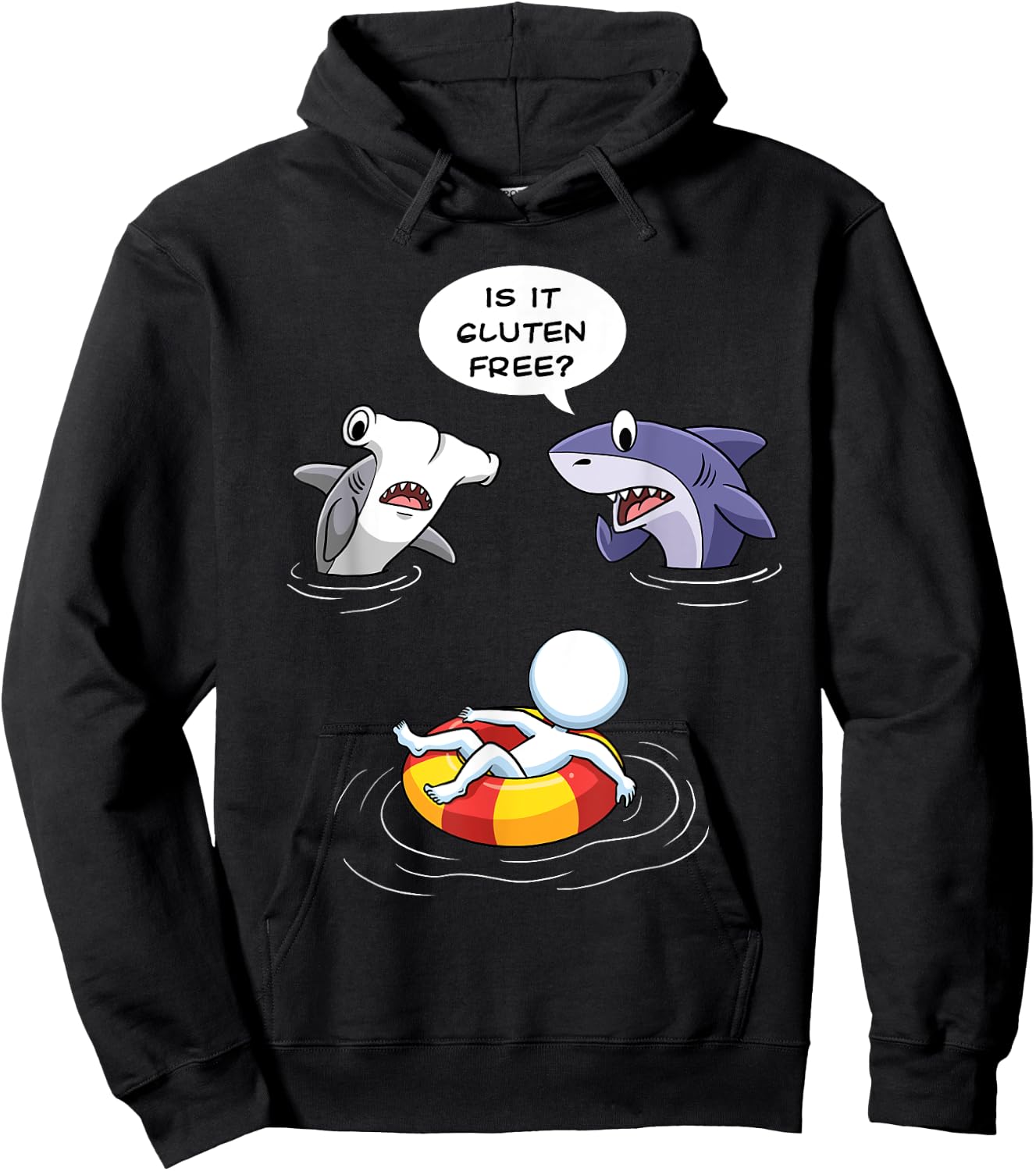 Is it Gluten Free Funny Shark Gluten Allergy Celiac Disease Hoodie - Hoodie | Black