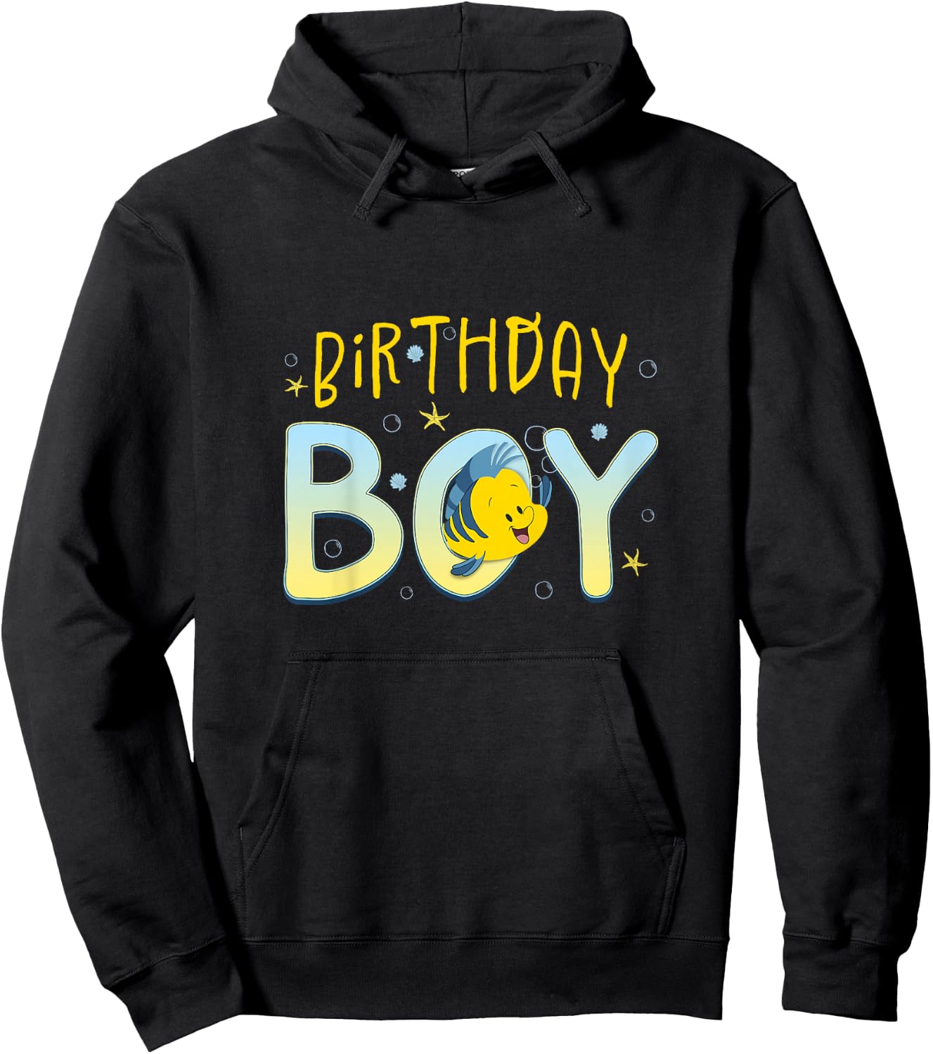 Kids Disney The Little Mermaid Birthday Boy Cute Flounder Youth Hoodie - Hoodie | Black