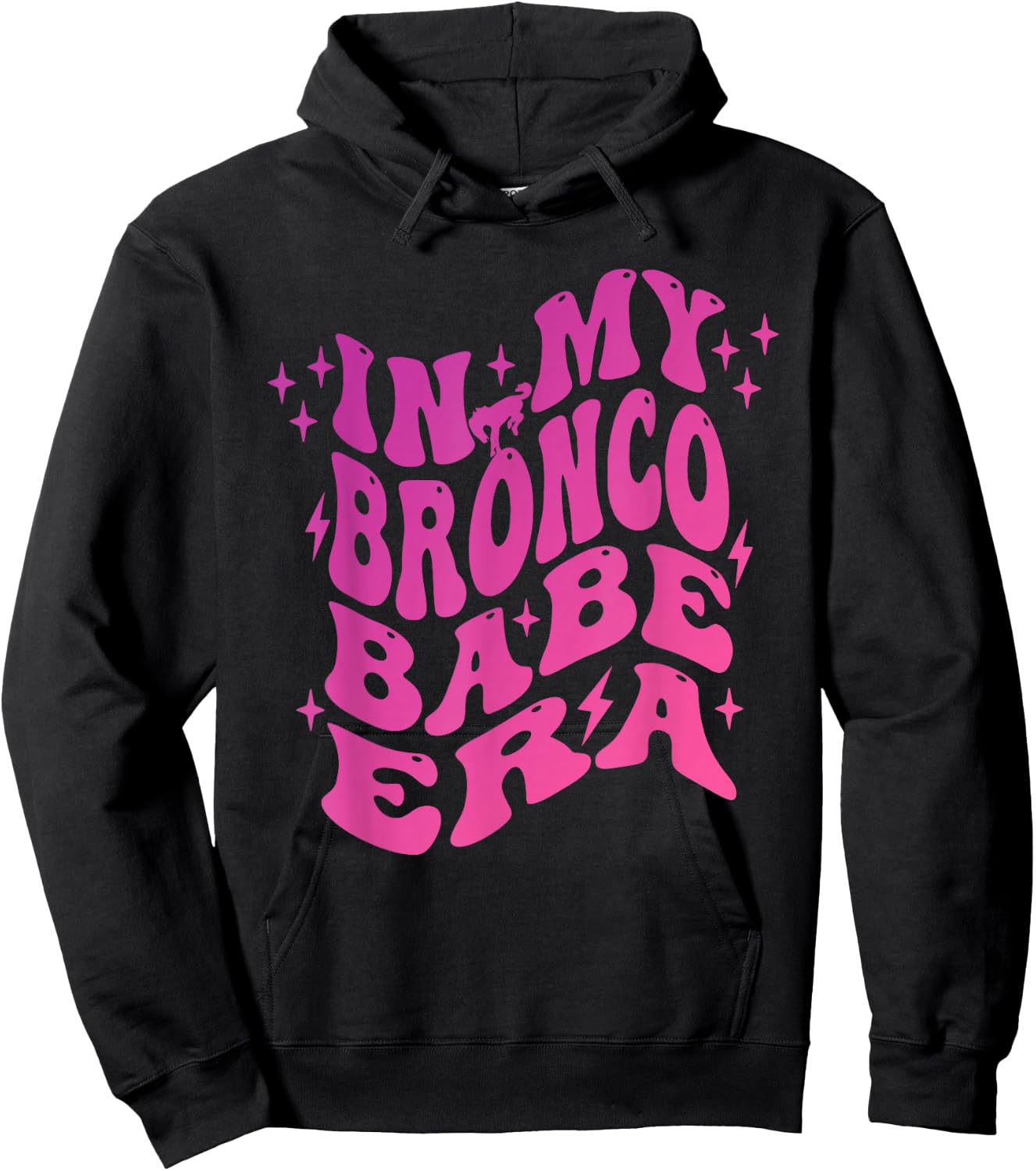 In My Bronco Babe Era Vintage Cowgirl Hoodie - Hoodie | Black