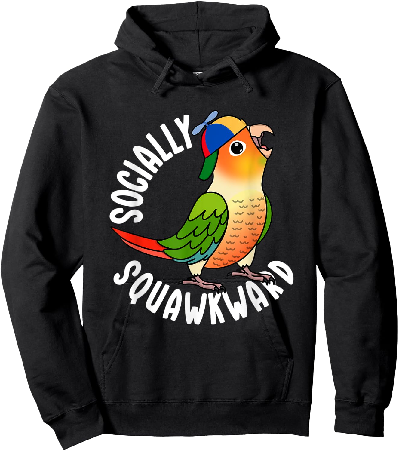 Socially Squawkward Parrot I Green Cheek Pineapple Conure Hoodie - Hoodie | Black