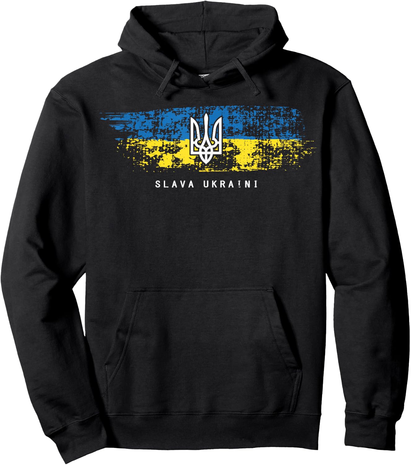 Slava Ukraini Shirt Ukrainian Flag Tryzub Military , black Hoodie - Hoodie | Black
