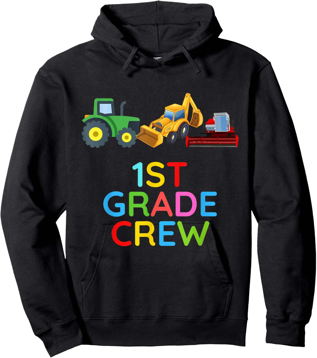 First Grade Crew Tractors 1st Grade Farm Fan First Day Hoodie - Hoodie | Black