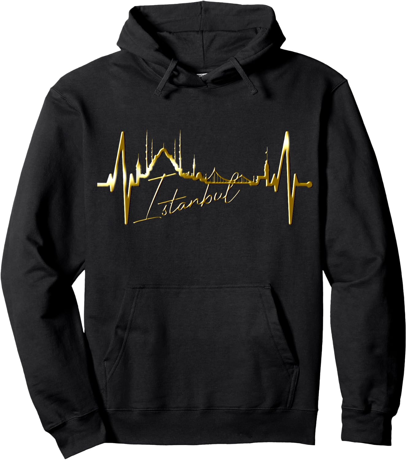 Istanbul Skyline Heartbeat Turkey Blue Mosque Love Istanbul Hoodie - Hoodie | Black