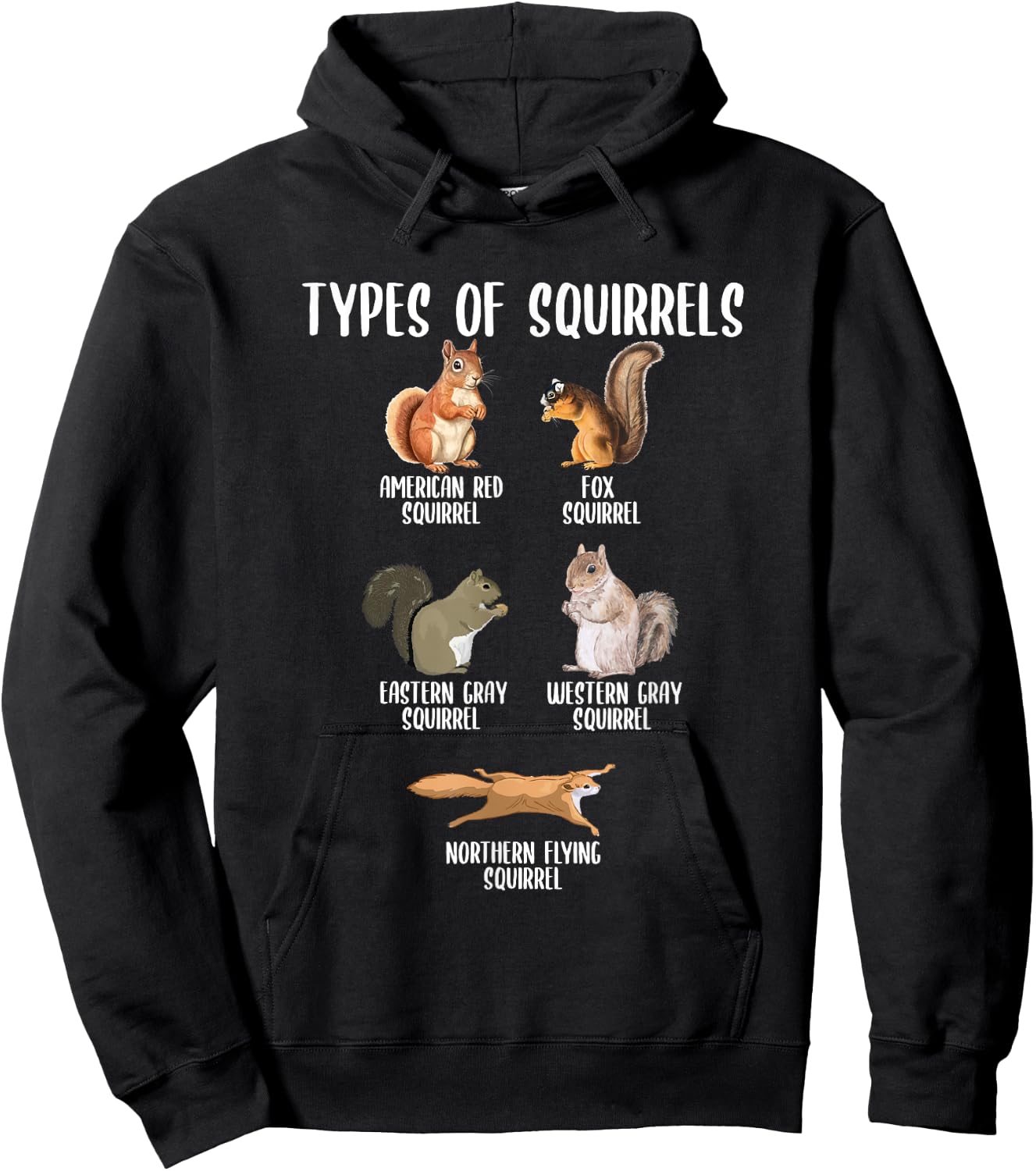 Types of Squirrels Identification Chart Educational Squirrel Hoodie - Hoodie | Black