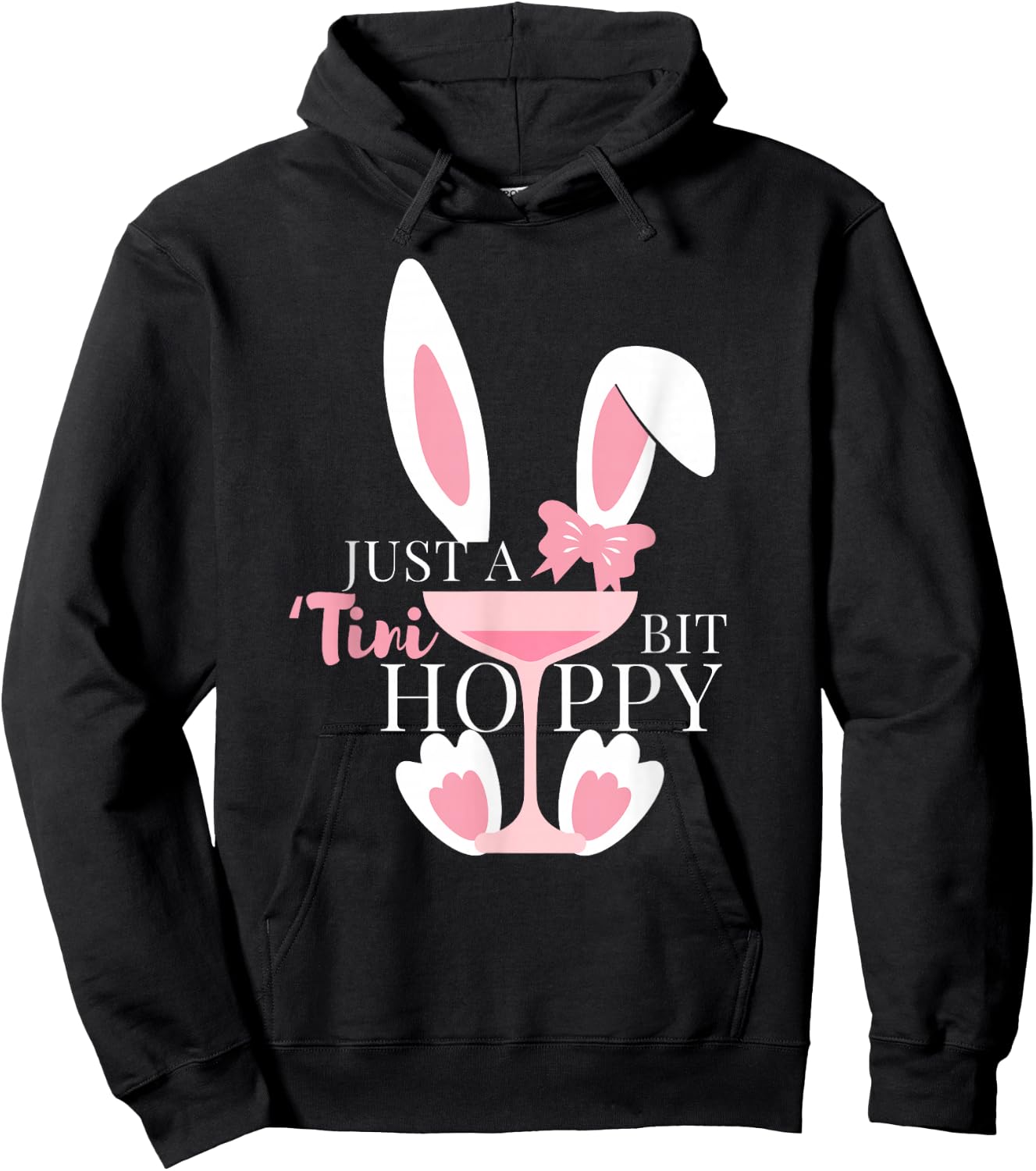 Martini Just A 'Tini Bit Hoppy Happy Easter Coquette Bow Hoodie - Hoodie | Black