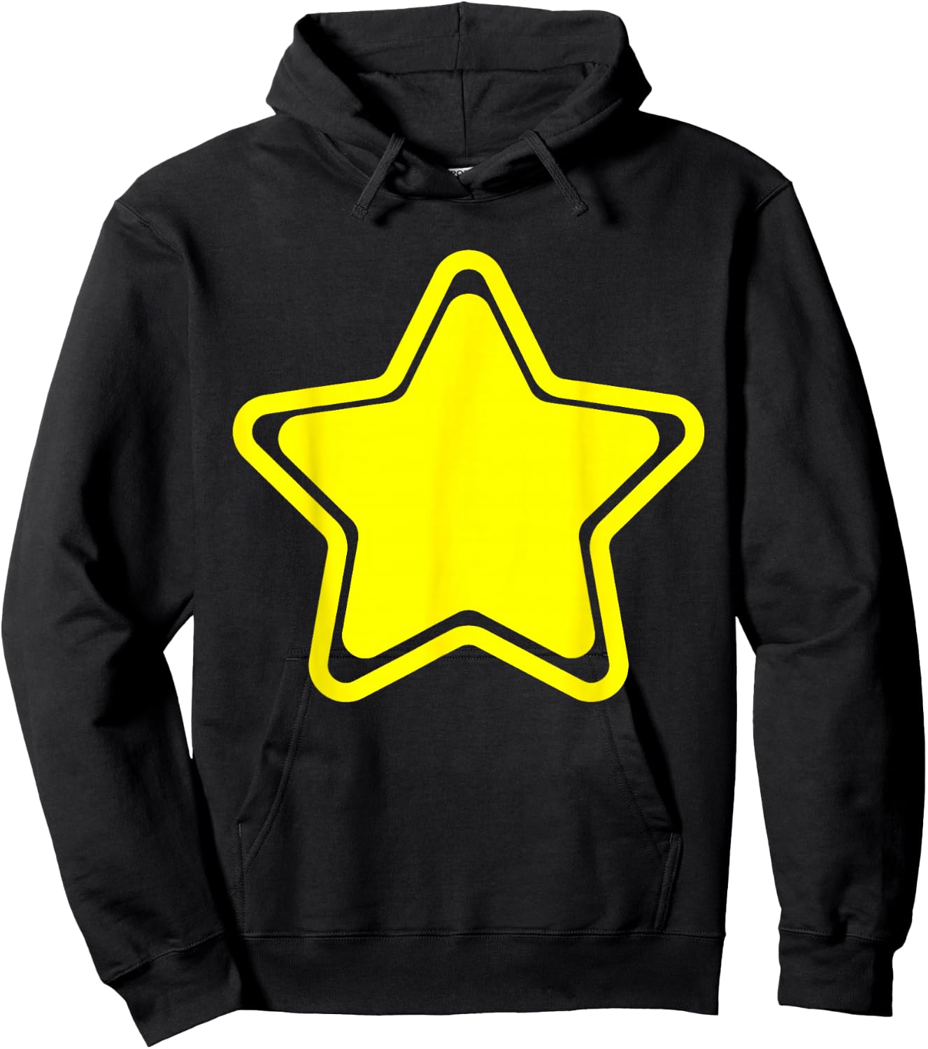 Large Yellow Star with Border - Yellow Star , black Hoodie - Hoodie | Black