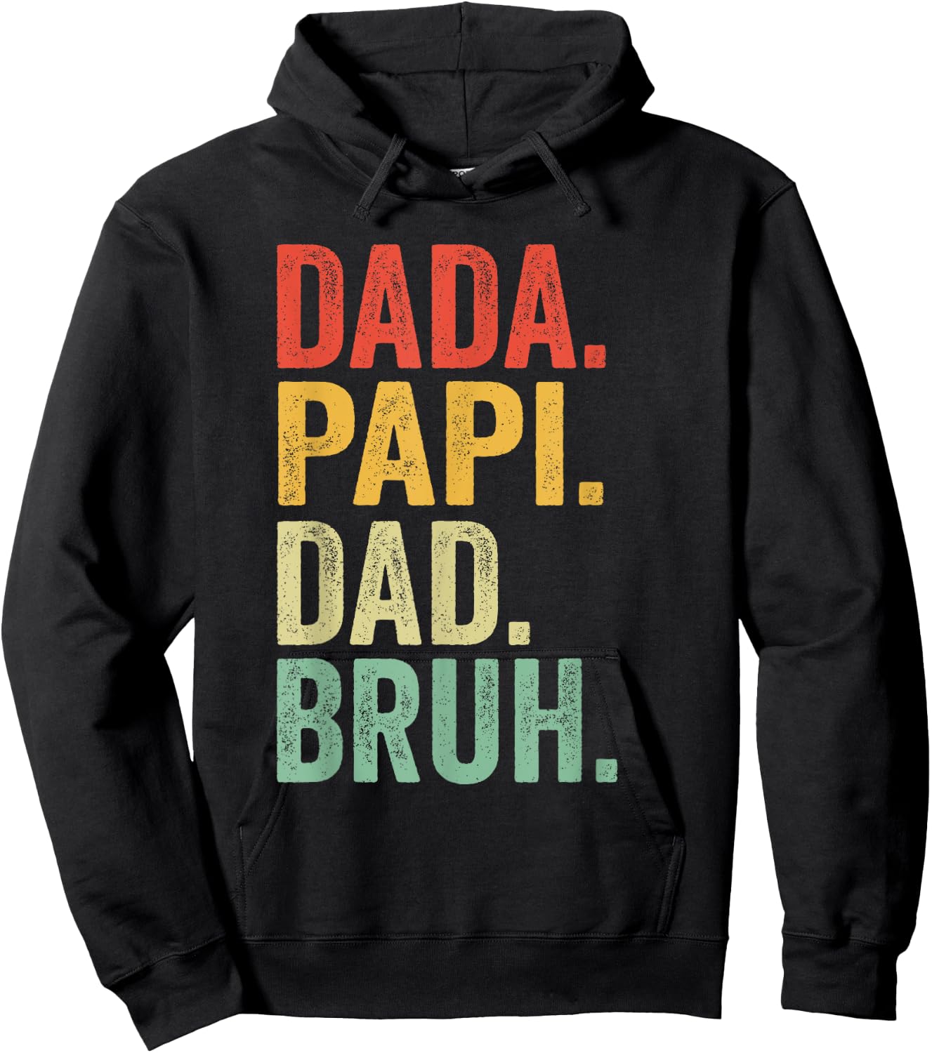 Dada Papi Dad Bruh Shirt Men Vintage Retro Funny Papi Hoodie - Hoodie | Black